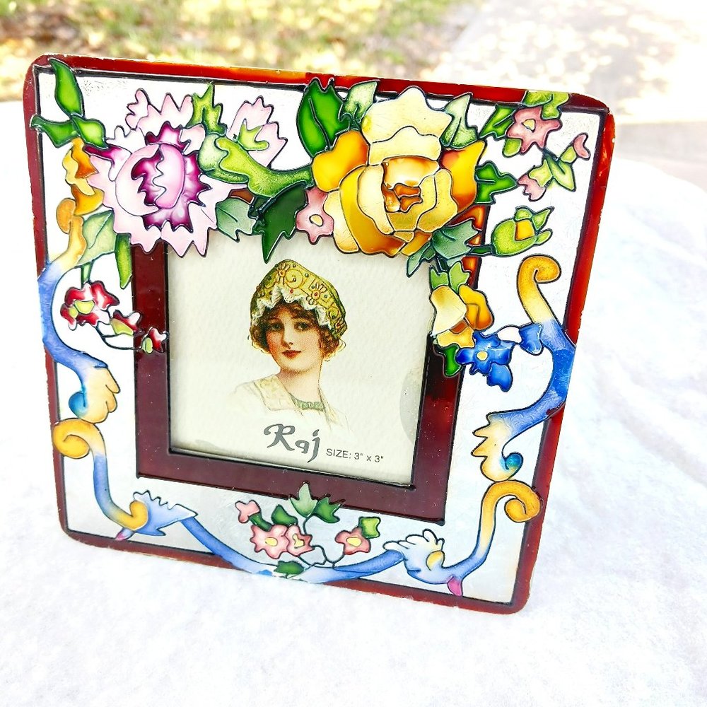 Raj All Glass Floral Picture Frame 3" x 3"